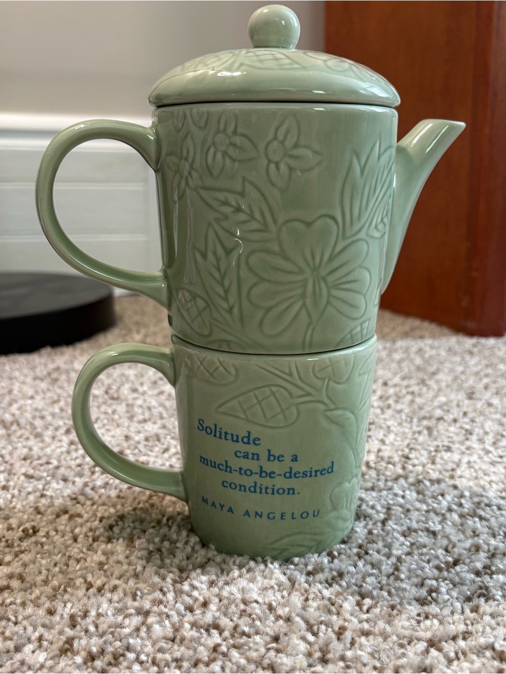 Hallmark Celadon Green Stacked Teapot Mug Set